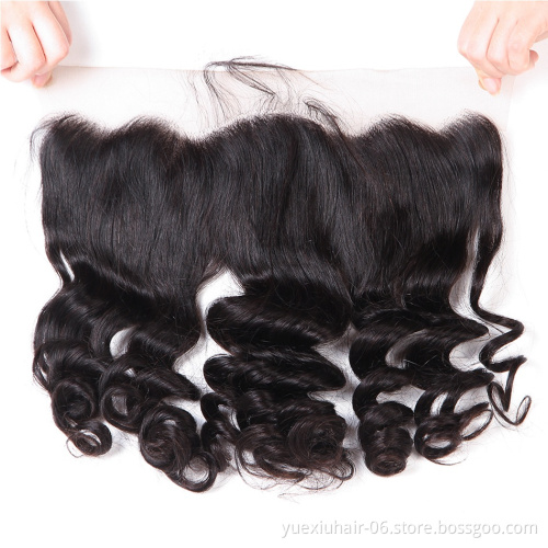 100% Human Hair Frontal with Baby Hair Mink Funmi Curly 13x6 Frontal in China Hair Vendors